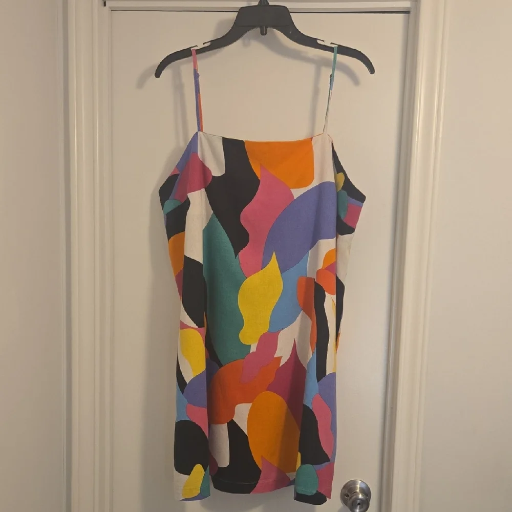 a new day Multicolor Abstract Slip Dress in Black, Orange, Cream - Picture 1 of 5